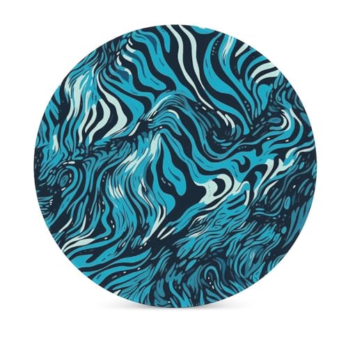 Dessous de verre absorbant en céramique antidérapant bleu et noir pour table - 4