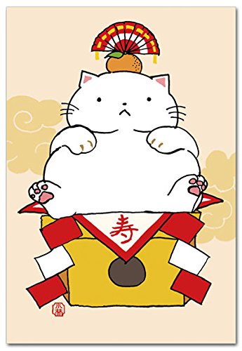 Amazon | ほのぼの浮世絵ポストカード 「鏡餅ねこ」 猫絵葉書 年賀状