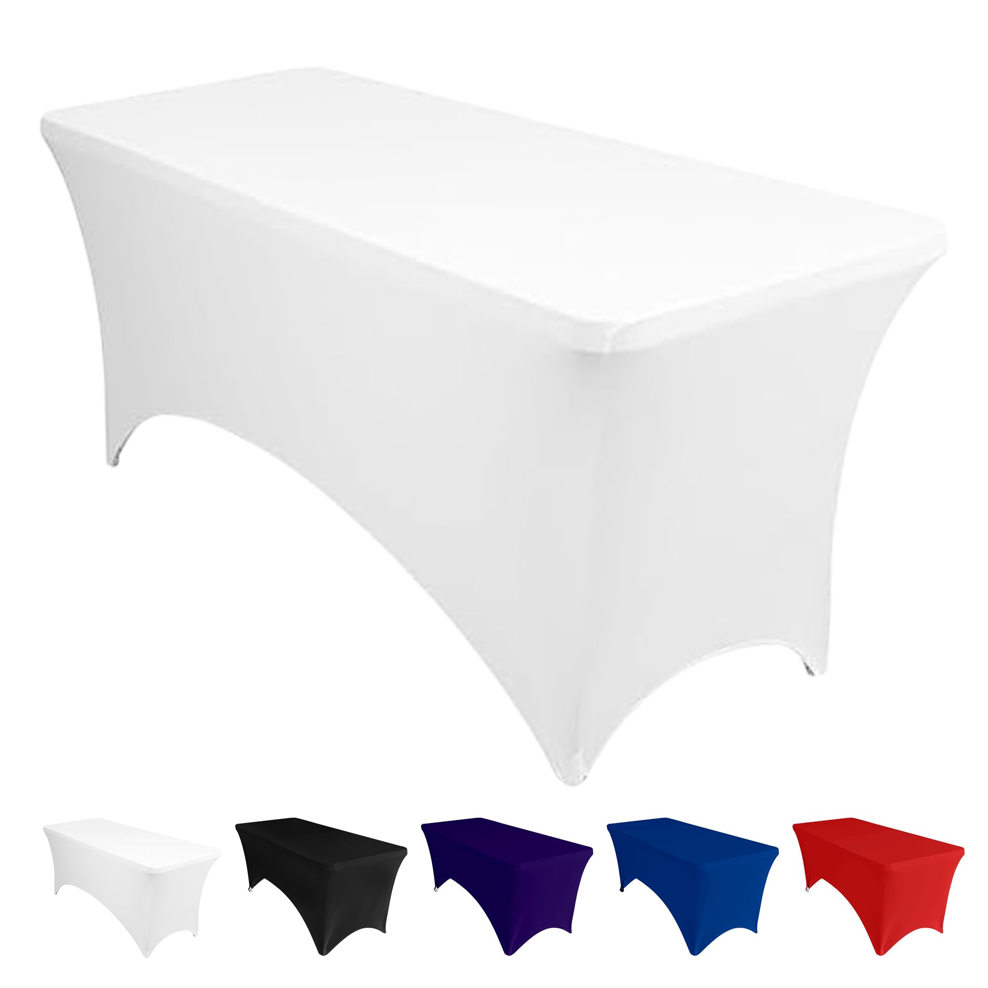 Nappe rectangulaire extensible blanche 2,4m lot de 2 en élasthanne élastique Event Decor Shop