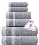 CASA COPENHAGEN Solitaire Luxury Hotel & Spa Quality, 600 GSM Egyptian Cotton, 6 Piece Turkish Towel