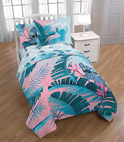 Image of Disney Lilo and Stitch Full Size Comforter Set 7 Piece Kids Bedding, Pink | Bed in a Bag, Comforter Sheets Shams Pillowcases, Official Brand, Soft Microfiber, Machine Washable, Girls Gift