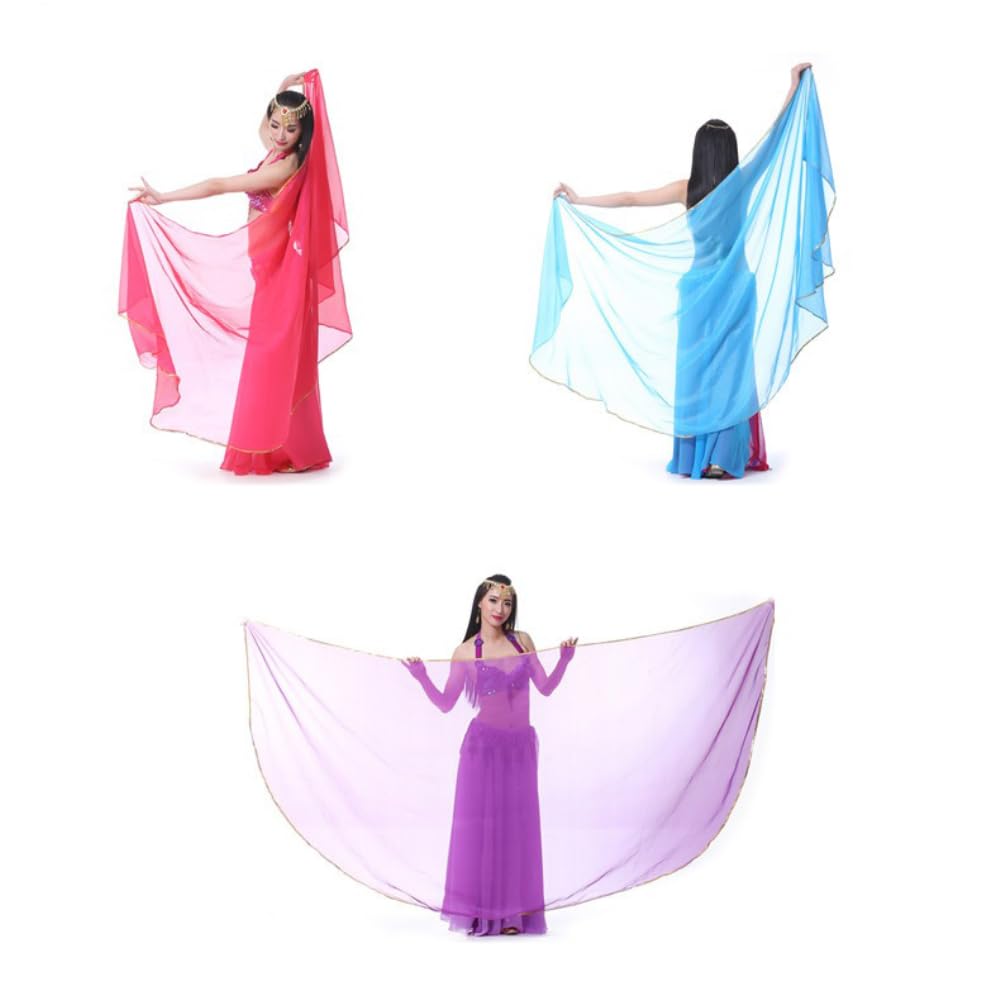 Wambere 250 cm x 120 cm, sciarpa semicircolare, in chiffon, da donna, per danza del ventre, per la danza del ventre, per la danza del ventre, per la danza del ventre, per il velo, colore bianco