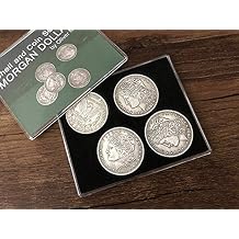 blue-ther Morgan Dollar Shell and Coin Set 5 Coin +1 Head Shell+1 Tail Shell Magic Coin Magic Tricks Illusions Close up Fun