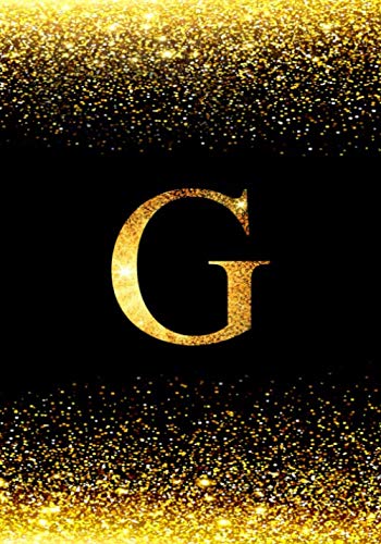 G: Music Notebook - Blank Sheet Music Notebook: Initial Monogram Letter G College Ruled Notebook: 12 Large Staves Per Page, 110 pages, 7x10 inch - Printed Glitter Black and Gold , Notebook Journal