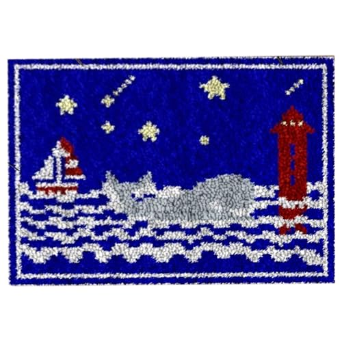 Image of Howie's Latch Hook Kits for Adults, DIY Latch Hook Kit Rug Crochet Yarn, Color Preprinted Pattern Embroidery Decoration(Whale, 19.69 x 14.96 inch)
