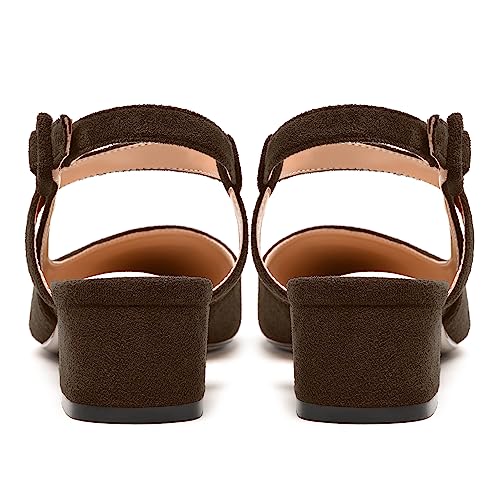 MODENCOCO Womens Comfortable Wedding Suede Pointed Toe Dress Ankle Strap Buckle Chunky Low Heel Pumps Shoes 1.5 Inch4