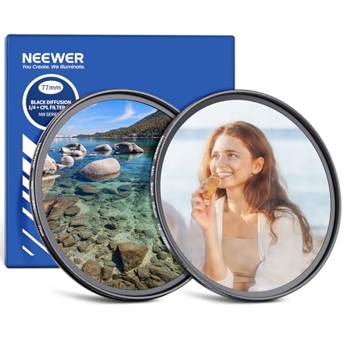 Filtre CPL 77mm et diffuseur brume noire 1/4 Neewer pour objectif photo