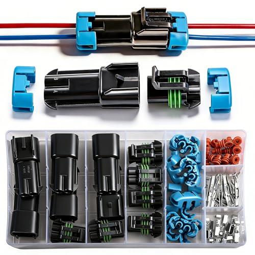 Shengbowi 2Pin Weather Pack Connectors Automotive Electrical Connectors Waterproof 14-12 AWG Quick Connect with Copper Plated Terminals