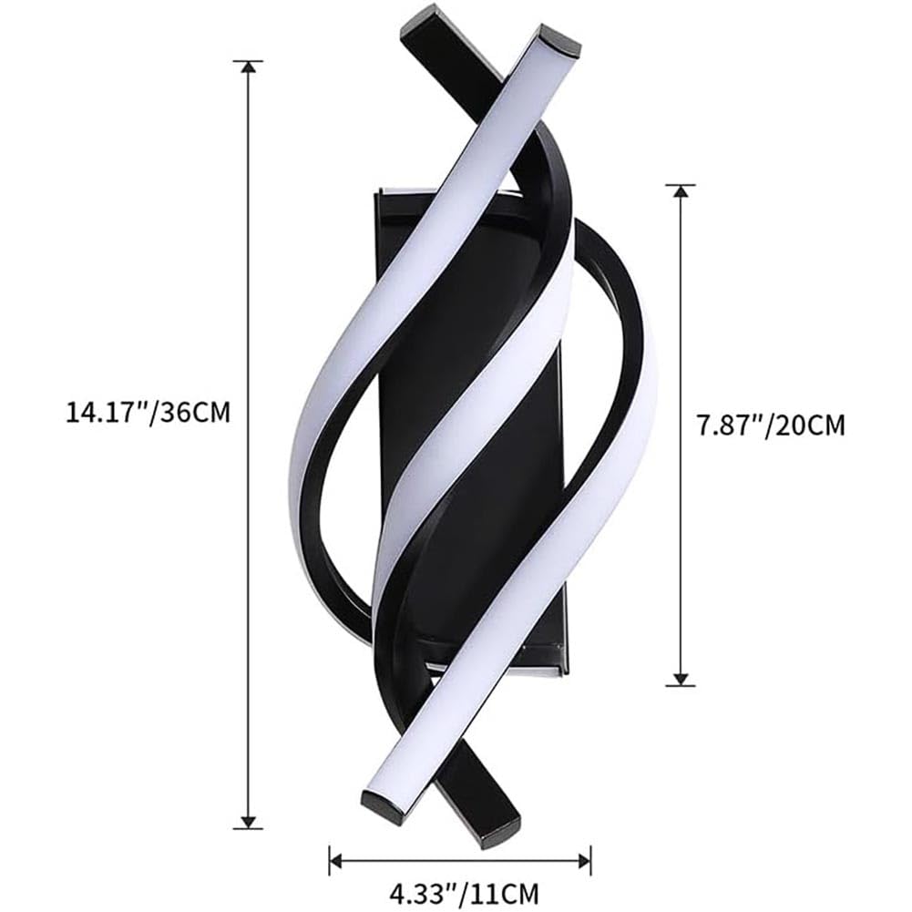 Wewnętrzna Lampa Ścienna LED Kreatywna Spiralna Nowoczesna Lampka Ścienna z Pilotem Ściemnialne Lampki Ścienne Czarne Aluminiowe Oświetlenie Ścienne LED Lampa Łóżkowa do Salonu Sypialnia