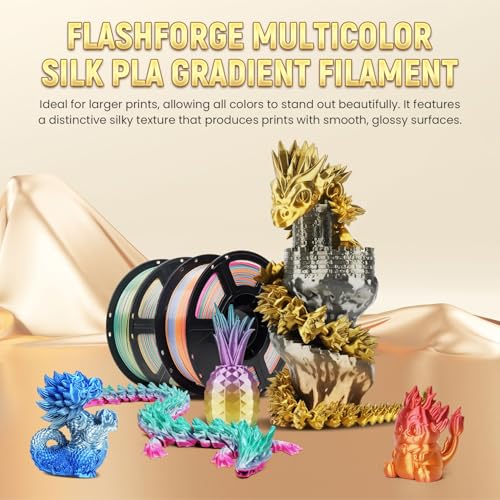 Image of FLASHFORGE Silk PLA Gradient Rainbow Candy, Multicolored Color Change Rainbow 3D Printing Filament, Light Purple Green Yellow Pink Shiny Fast Color-Changing Each 8M Gradually, Ultra-High Glossiness