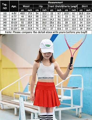Image of Arshiner Girls Tennis Skirt with Shorts Pockets Athletic Pleated Golf Skort | Girls School Uniform Skirt, Sport, Performance, Running, Workout, Cheer, High Waisted, 4-13 Years