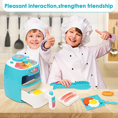 Pretend Play Air Fryer Toy, Kitchen Appliances Kitchen Accessories Playset, Realistic Kids' Food Toy, Talking Musical Cooking Toy Set With Music Sound And Color-Changing Food For Ages 3+ #TOP3