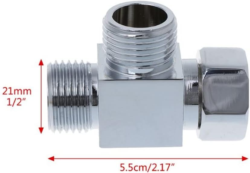 1/2 inch Brass Chrome 3 Way Diverter Hose Fitting Tee T Shape Adapter Bath Connector Valves