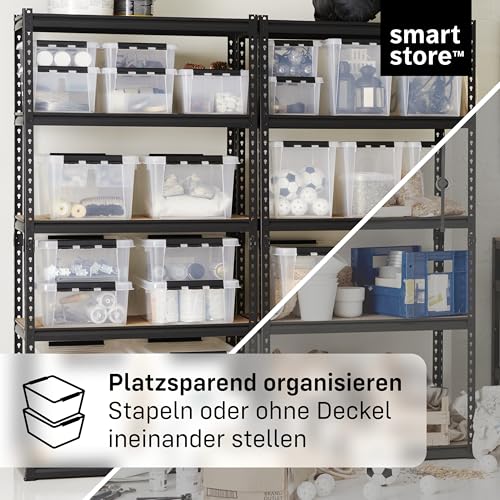 SmartStore Aufbewahrungsbox mit Deckel | 3x 66L | 59x39x43cm, Clips schwarz – Ansicht 4