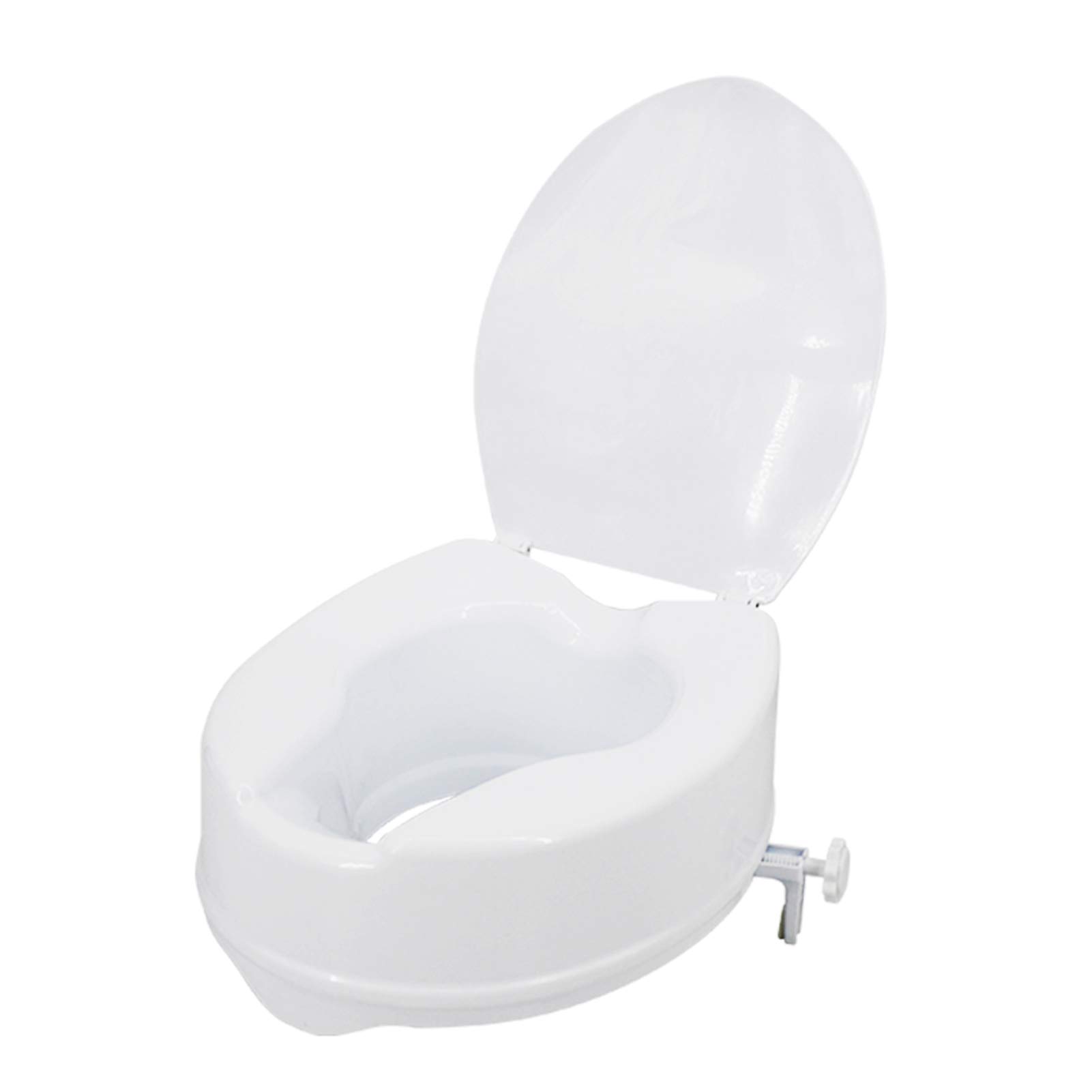 Asiento Elevado para Inodoro, 6 Pulgadas, 300 Libras, Asiento Elevado para Inodoro Resistente con Abrazaderas de Apriete, Blanco la Mayoría de los Inodoros (6 pulgadas con tapa)