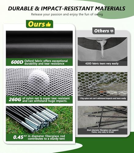 Golf Net: 10x7ft Golf Hitting Practice Net for Backyard Driving Chipping Swing Training with Non-Slip Heavy-Duty Base Hitting Mat for Indoor or Outdoor Use, Gifts for Men Dad Father's Day - Image 4