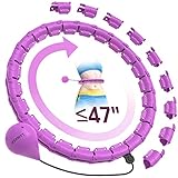 Smart Weighted Hoola Hoop Plus Size for Adults Weight Loss,2 in 1 Waist Fitness Exercise Hula Hoola Hoops, 24 Knots Detachable & Size Adjustable,with Ball Auto Rotate 360 Degree for Kids and Women