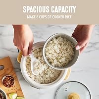 GreenLife Rice Cooker with Removable PFAS-Free Ceramic Nonstick Pot, 3-Cups Uncooked/6-Cups Cooked, Grains & Oatmeal Multicooker, Compact One-Switch Design, Auto Keep Warm, Easy Clean, Cream — image 6