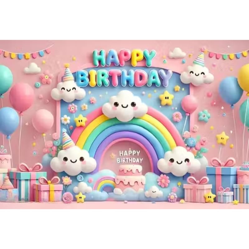 Image of Happy Birthday Backdrop & Curtain Cloth - Party Decoration for Kids | Photography Background & Birthday Curtains (Pack of 1)