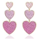 SuoFrun Summer Beach Y2K Heart Earrings for Women Acrylic Dangling Lover Earrings Boho Red Pink Drop Earrings Jewelry (Style 1)