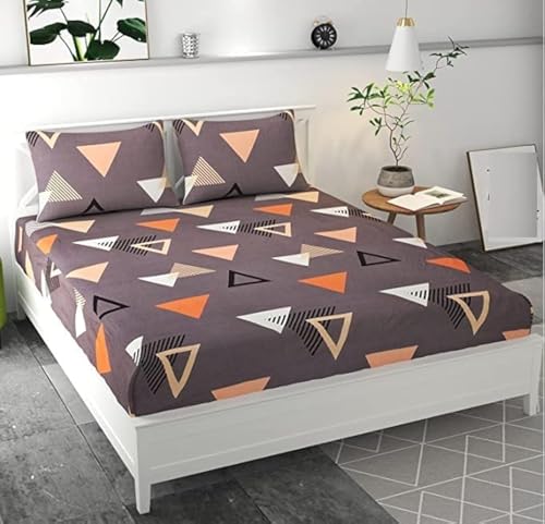 Image of Cotton Feel Glace Cotton Elastic Fitted Printed King Size Double Bed Bedsheet with 2 Pillow Cover(72 inchx78 inch,Animal Print)