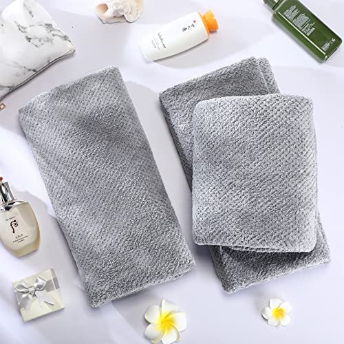 Kinlop 12 Pcs Large Gray Bath Towels Absorbent Quick Dry Oversized Microfiber Soft Waffle Weave Towels For Bathroom Pool Camping Gym Travel Spa Hotel, 60 X 30 Inches #TOP4