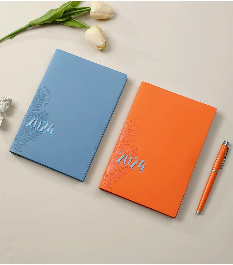 Miniatura 6 de Agenda de cuero 2024, agenda de citas 2024, planificador de 12 meses para escuela, trabajo, hogar, agenda diaria 2024, calendario pequeño (naranja)