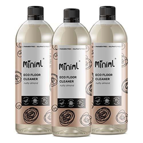 Miniml Eco Floor Cleaner Liquid 3 x 750ml - Almond Scented Multi Purpose Hard Floor Surface Cleaner for Laminate, Tile, Wood, Patio, Pressure Washer & More - 100% Vegan & Cruelty Free Disinfectant