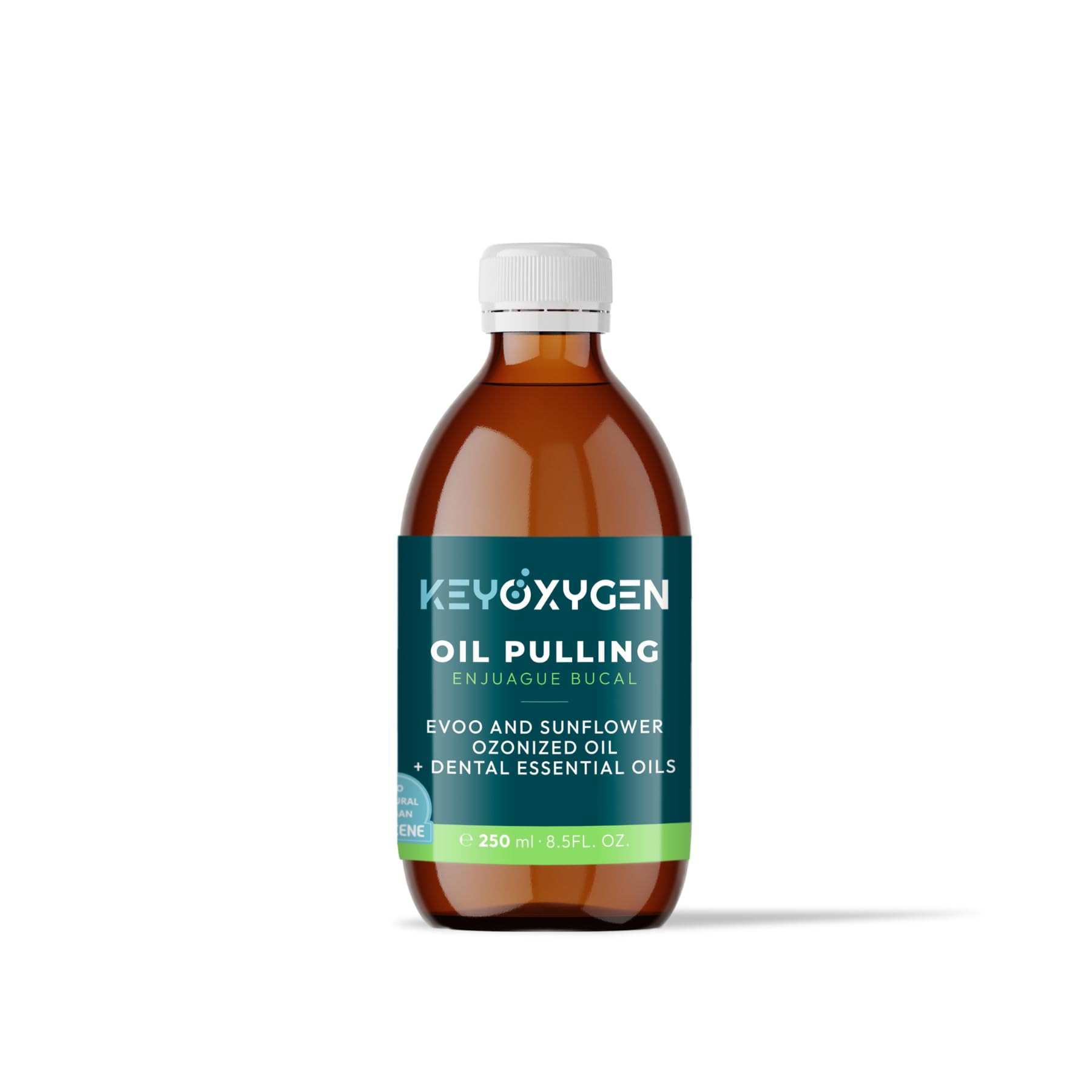 Enjuague Bucal Oil Pulling sin Alcohol Natural para Encias y Dientes con Aceite de Oliva Virgen Extra y Girasol Ozonizados + Aliento fresco y Cuidado de la Mucosa Bucodental