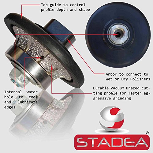Diamond Profile Wheel 3/8 Inch Radius - Demi Half Bullnose B10 Router Bit For Marble Stone Granite Edges By Stadea #TOP1