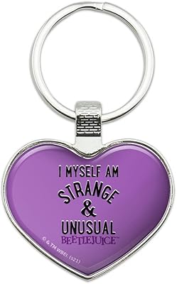 Beetlejuice Strange and Unusual Keychain Heart Love Metal Key Chain Ring