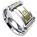 KONOV Mens Cubic Zirconia Stainless Steel Ring, Classic Wedding Band, Size 11