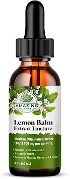 Amazing Botanicals Lemon Balm 10X Extract Tincture - Melissa Officinalis - Herbal Supplement for Relaxation and Cognitive Support - 60ml / 2oz