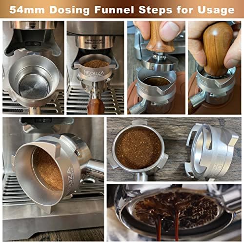 NEOUZA Coffee Dosing Funnel Smart Ring Hand Free 54mm Espresso Machine Aluminum Accessories for Sage Breville 8 Series Barista Portafilter