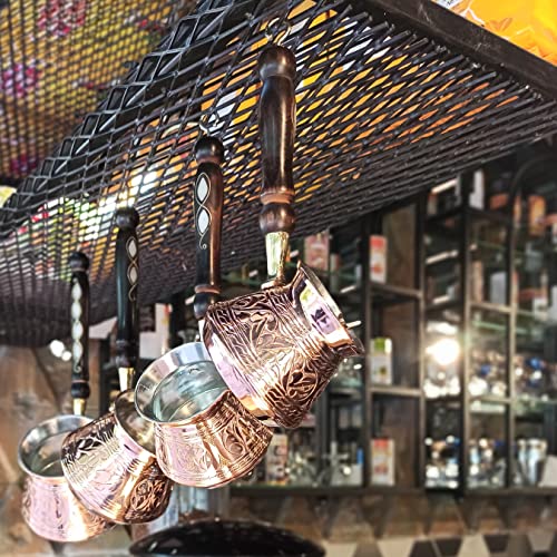 Série ACI (2GG) – Cafeteira de cobre turco árabe turco martelado e gravado mais espesso com cabo de