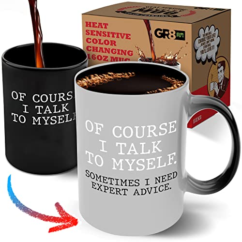 Gr8AM Color-Changing Christmas Coffee Mugs 16oz - Of Course I Talk To Myself - Kids Hot Chocolate Mug & Funny Mugs for Men. Unique Mugs or Kids Coffee Mug. Best Kids Christmas Mugs 2021 Prime