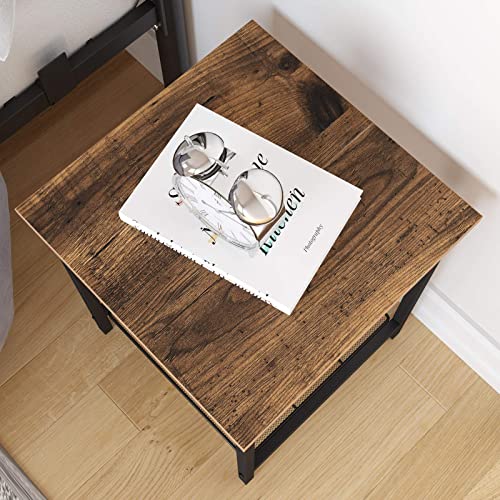 Vasagle Nightstands Set Of 2, 2-Tier End Table, Side Desk For Small Space In Living Room, Bedroom, Steel Frame, Easy Assembly, 2-Pack, Chestnut Brown And Black #TOP4