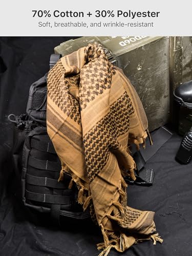 Image of FREE SOLDIER 100% Cotton Scarf Military Shemagh Tactical Desert Keffiyeh Head Neck Scarf Arab Wrap with Tassel 43x43 inches