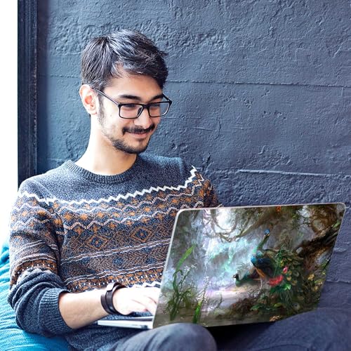 Image of Galaxsia Peacock Painting Full Body Vinyl Laptop Skin /Sticker /Cover Upto 15.6 Inches Laptops Laminated-Removable-HD Quality Compatible for Hp-Dell-Sony-Lenovo-Asus etc.(15x10 Inches)