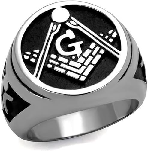 Jewelry Store by Erik Rayo Anillo Color Plata Para Hombres y Ninos de Acero Inoxidable Masonico Elegante 9
