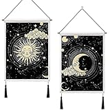 ✿【Breite Anwendungen】Diese 2er-Pack Sonnen- und Mondteppiche eignen sich für TV-Wand-, Raumwand- und Türdekoration, ideal für Wohnzimmer, Schlafzimmer, Küche, Sofa, Tischdecke, dekorative Decke, Stranddecke, Heimgebrauch, Innen- und Außenbereich.
