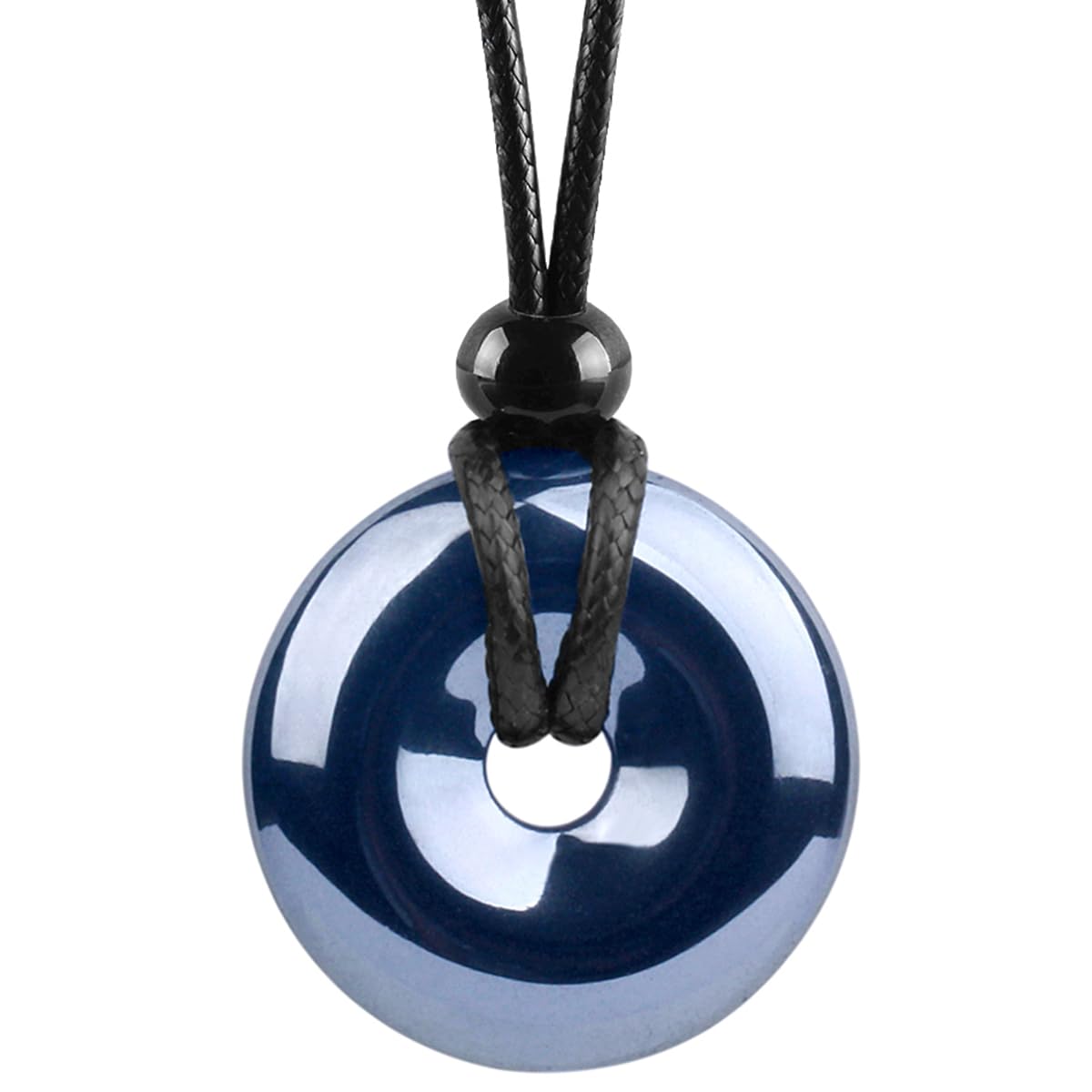 Magic Human Gemstone Crystal Necklace Pendant - Healing Good Luck Donut Crystal Stone Jewelry Necklace - Positive Energy Amulet Unisex Adjustable Cord