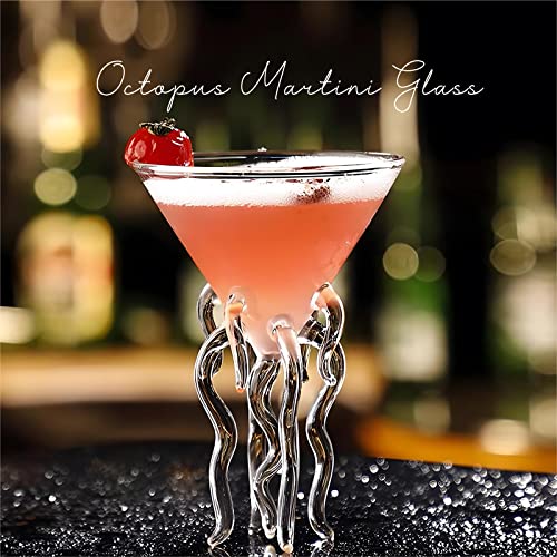 Useekril Octopus Martini Glass Set Of 2 Creative Cocktail Drinkware Bar Goblet Tools Transparent #TOP1