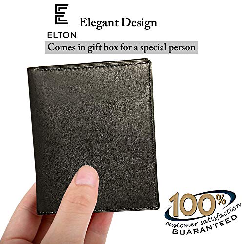 E Elton Genuine Lambskin Leather Hipster Bifold Wallets For Men Black Extra Large Bifold Wallet #TOP2