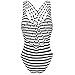 CROSS1946 Sexy Women Monokini Swimsuits stripe One Piece Bathing Backless Bikini M Black