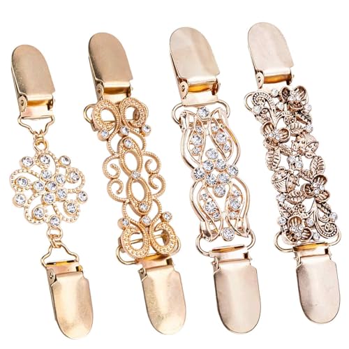 Image of 4PCS Cinch Clip for Shirt, Golden Brooch for Women, Cloth Adjustable Clip, Dress Clip for Adjusting, Sweater Clips Cinch Clips