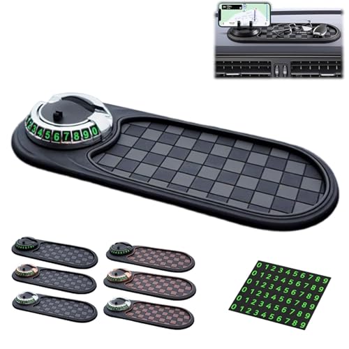Orgonite Multifunction Car Anti-Slip Mat Auto Phone Holder, Rotatable Anti Skid Car Dashboard Pad with Temporary Parking Numbe and Large Pad for Phones Sunglasses Keys Gadgets (Style-C)