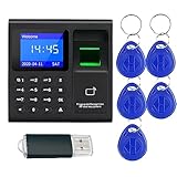 WEELIAO Time Attendance Machine Fingerprint Password Time Clock for Employee with Finger Scan, RFID and PIN Punching in One (F30 3.54' W x3.54 H)