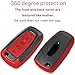 Kirsnda for Ford Key fob Cover,Texture case,with Keychain,Key Shell/Skin,5-Buttons fit 2018-2023 for Edge Explorer Expedition Fusion for Mustang Raptor Remote Key Vehicle Accessories,Red Texture