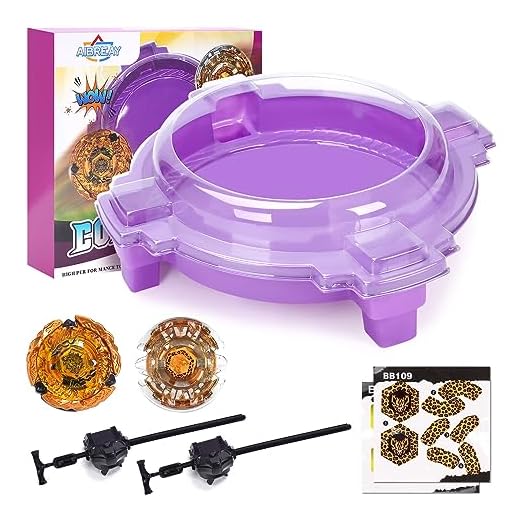 Bey Battling Top Stadium Blade Battle Set, 2 Metal Fusion Spinning Tops 2 Launchers 1 Arena Combat Game, Toy Gift for Kids Boys Ages 6+Purple…